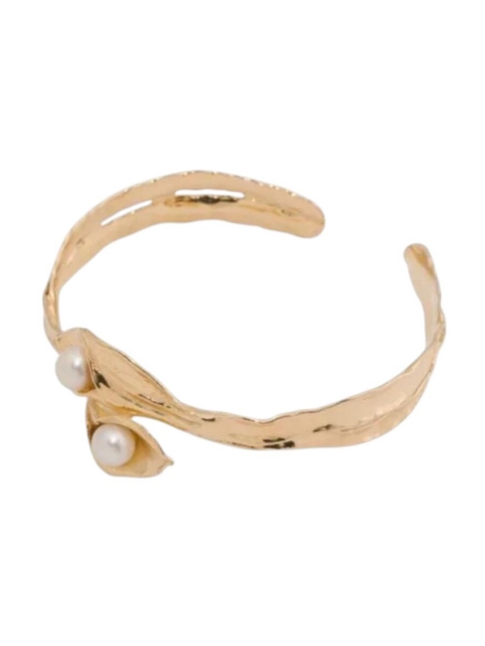 ❤️NOA ZUMAN Made In Israel 14kt Gold Plated Pearl Organic Cuff Bracelet
